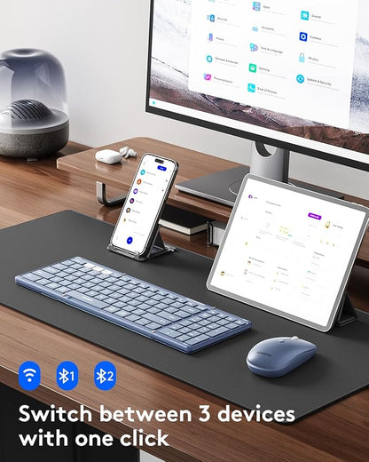 Foldable Keyboard and Mouse, Samsers Folding Bluetooth Keyboard Combo, 2.4G + - Image 2