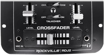 Rockville RDJ2 2-Channel DJ Mixer USB Playback, Cue Monitor, 4 Line Inputs - Image 6