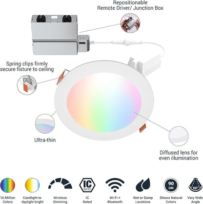 HALO 6” Smart Wi-Fi Slim Canless LED Downlight Powered by WiZ Pro, Dimmable - Image 2