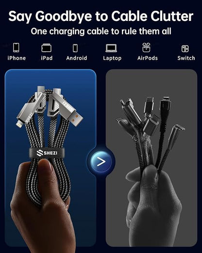 SHEZI 4-in-1 Long USB C Cable 60W 10FT Fast Charging Flat Braided Multi Charger - Image 9