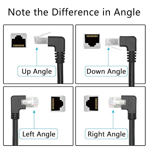 2Pcs 90 Degree Cat6 Ethernet Extension Cable 1FT, Right Angled RJ45 Male to - Image 2