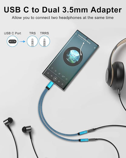 Headphone Splitter for 2 Headphones, USB C to Dual 3.5mm Female Aux Splitters - Image 5