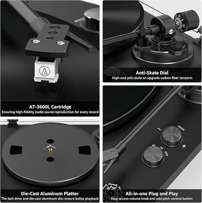 Record Player Wireless Output Turntable Carbon Fiber Tonearm Vinyl Player - Image 2