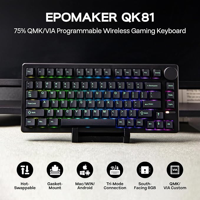 EPOMAKER QK81 75% Wireless Mechanical Gaming Keyboard, QMK/VIA Programmable and - Image 2