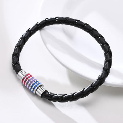 Nanafast Titanium Stainless Steel Rainbow LGBT Pride Bracelet Handmade Braided - Image 4