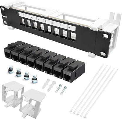 8 Port Patch Panel Cat6 Keystone Coupler Unshielded Wall Mount 10inch by Enmane