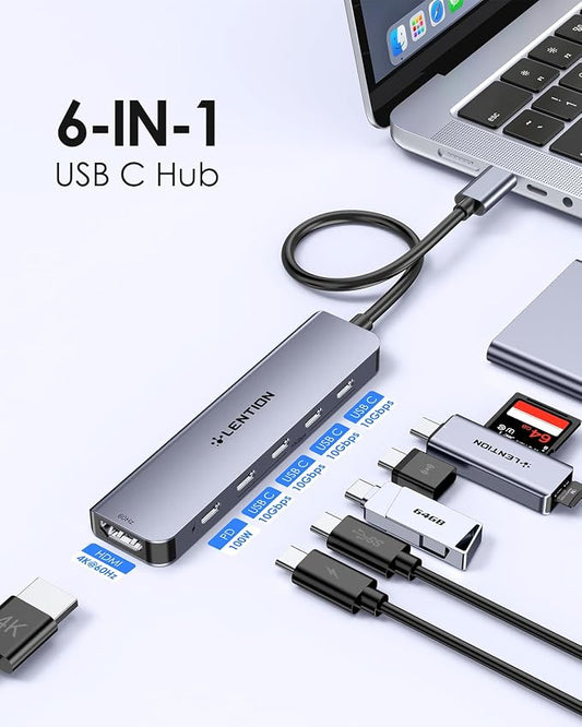LENTION 6-in-1 USB C Hub Dock - Image 2