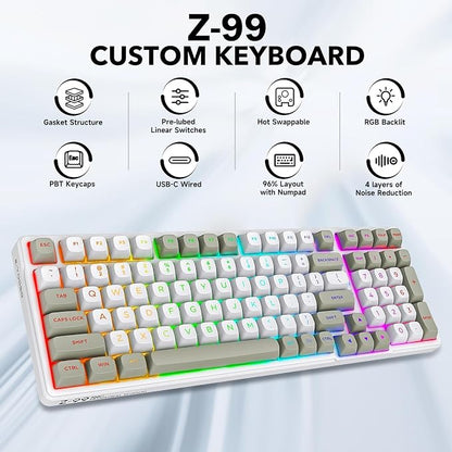 HUO JI Z-99 Wired Mechanical Keyboard, Creamy Sound, Hot Swappable Pre-lubed - Image 2