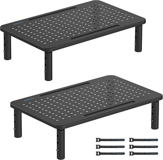 BONTEC 2 Pack 3 Height Adjustable Monitor Stand Riser by BONTEC