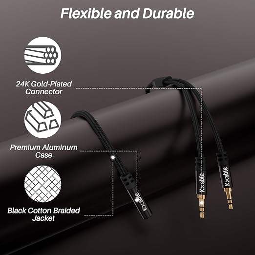 1/8 Inch TRS Stereo Y Splitter Cable 6FT, 3.5mm Female to 2-Male Y-Splitter - Image 7