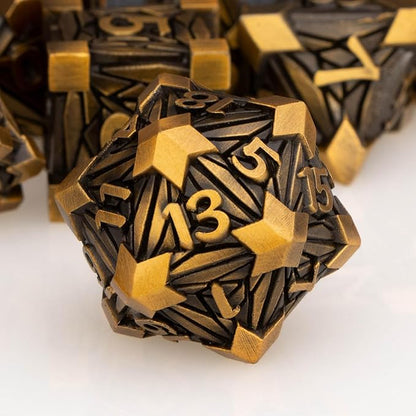 7PCS Metal DND Dice Set with Box, Debris RPG Red D and D Dice by ORIFANTOU
