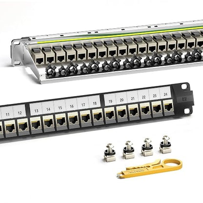 AMPCOM CAT7 Keystone Patch Panel 24-Port 1U by AMPCOM