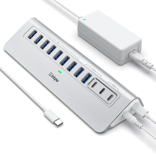 Powered USB Hub 10Gbps, intpw 12 Port USB C Hub by intpw