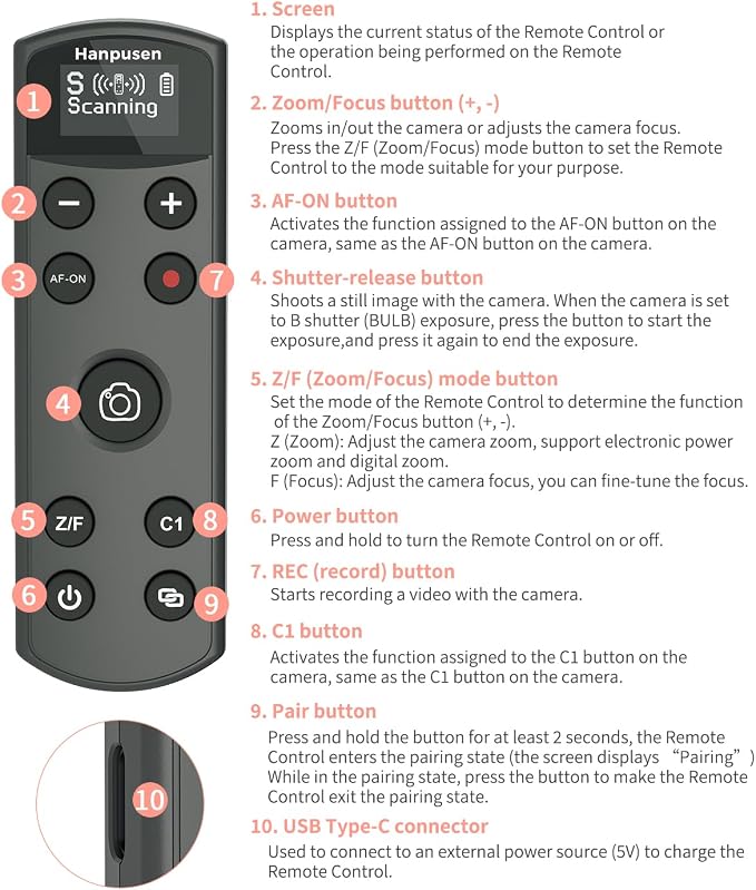 Hanpusen Rechargeable Camera Remote Control - Image 7