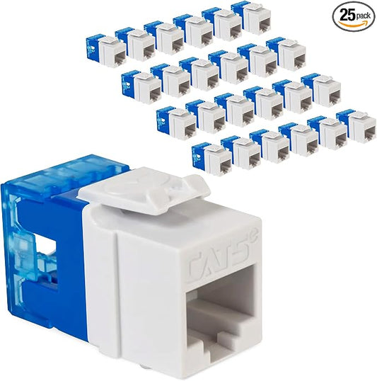 ICC CAT5e Keystone Jack with Slim Profile 180 Degree Punch Down, RJ45 UL Listed by ICC