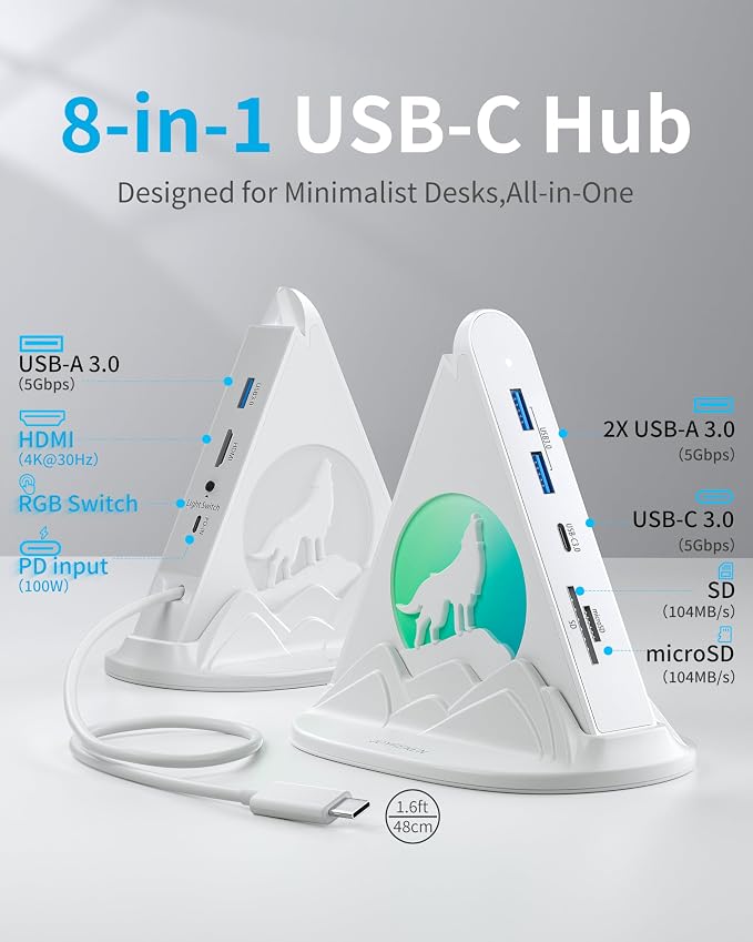 USB C Hub, 8 in 1 USB C Hub Multiport Adapter - Image 2