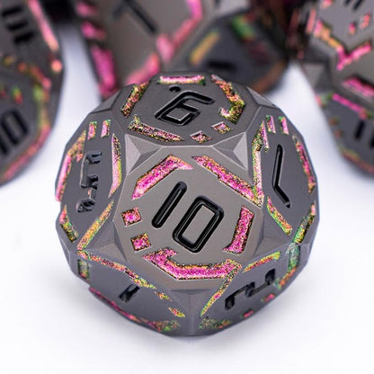 Metal DND Sci-fi Dice Set 7PCS Stripe Polyhedral Dice - Image 4