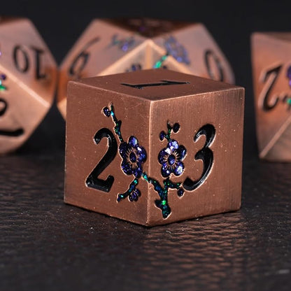 Metal DND Dice Set, Dungeons and Dragons Metallic Flower Dice by Maywin