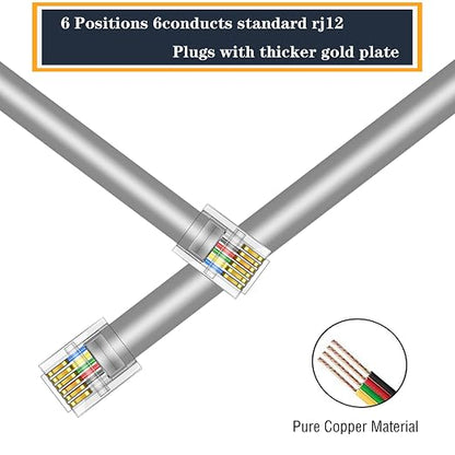 LanSenSu RJ12 Cable Phone Cord RJ12 6P6C Male to Male Straight Wired - Image 4