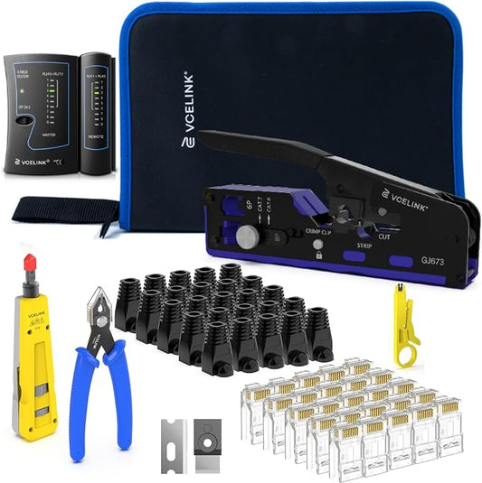 VCELINK RJ45 Crimp Tool Kit for CAT7, Upgraded Network Tool Set by VCELINK