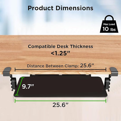 Kt4 Clamp on Keyboard Tray, Adjustable Slide Out Drawer - Image 4