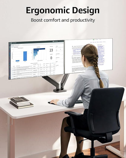 MOUNTUP Dual Monitor Stand for Desk, Pneumatic Monitor Arms for 2 Monitors Max - Image 8