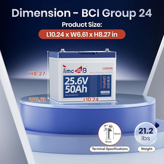 24V 50Ah LiFePO4 Lithium Battery Enhanced Version, Max Continuous Discharge 1.2C - Image 2