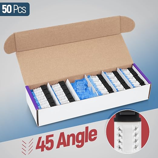 Everest 45° Angled RJ45 Cat5e Keystone Jacks 50-Pack in Black - Image 2