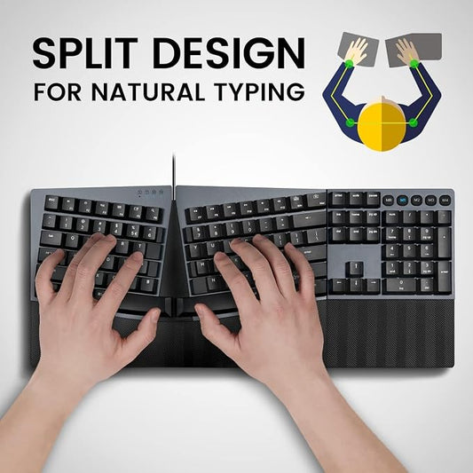 Perixx PERIBOARD-535BL Wired Ergonomic Mechanical Full-Size Keyboard - Image 2