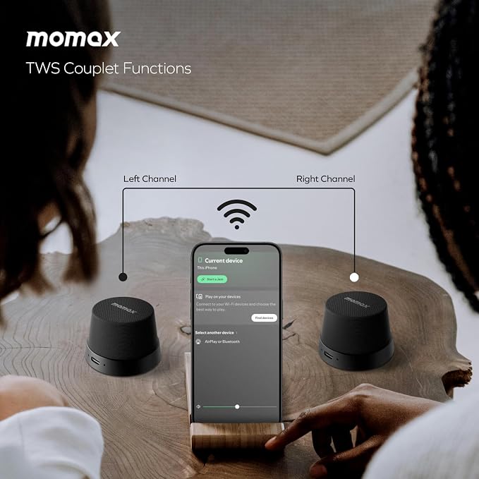MOMAX Magnetic Portable Speaker Wireless, IPX6 Waterproof Shower Speaker Small - Image 2