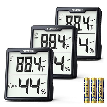 3 Pieces Digital Hygrometer Indoor Thermometer Humidity Meter by FUMMDUS