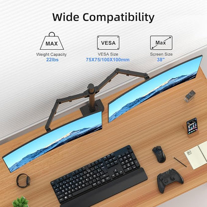 Suptek Dual Monitor Arm Desk Mount, Ultrawide Dual Monitor Arm - Image 6