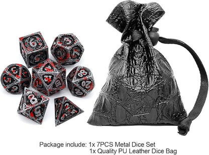 Haxtec Bloodstained Metal DND Dice Set Antique Iron Blood D&D Dice Set Dragon - Image 2