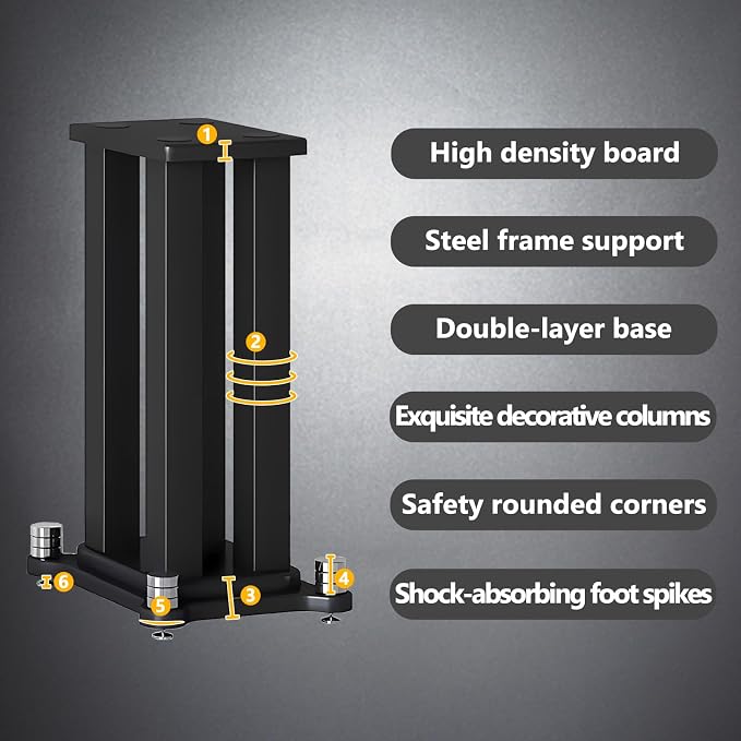 A Pair of Speaker Stands, Bookshelf Speaker Stand Steel Frame Support - Image 5