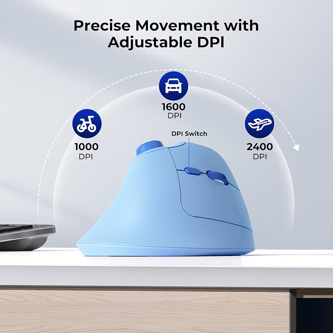 seenda Ergonomic Mouse Rechargeable, USB+Dual Bluetooth, MOU-302 Vertical - Image 8