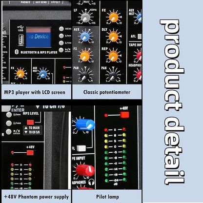 8 Channel Professional Digital Mixer Sound Board Console Bluetooth Live Studio - Image 5