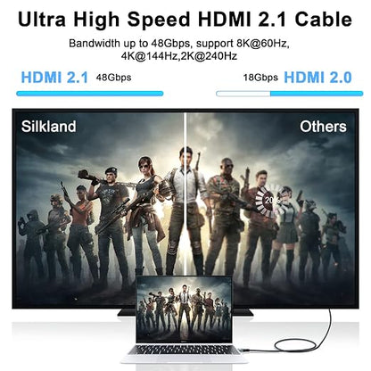 8K 4K HDMI Cable 3.3FT 2 Pack, High Speed Braided HDMI to HDMI 2.1 Cord - Image 5