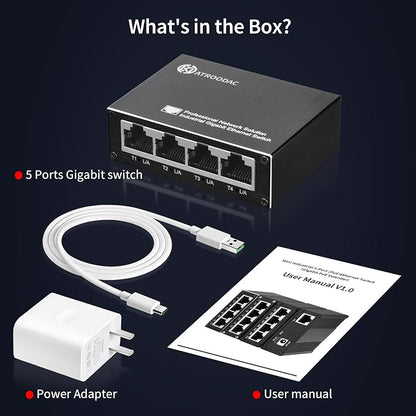 Mini Ethernet Switch 5 Ports Gigabit Enhanced Protection 10/100/1000 Mbps - Image 8