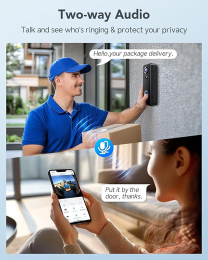 XTU Battery Doorbell, 180° Head-to-Toe Video, Live View - Image 5