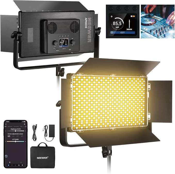 NEEWER 100W Bi Color LED Panel Video Light Kit, 960 LEDs 38600Lux@0.5m by Neewer