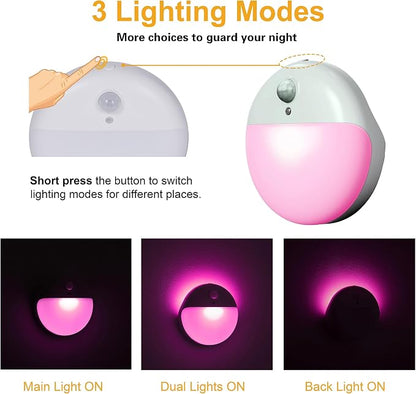 YUNLEX 2 Pack Pink Battery Night Light, Motion Activated Night Light, 2.6" - Image 4