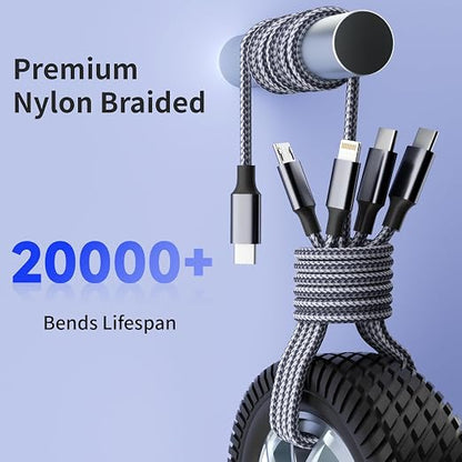 USB C Multi Charging Cable, 4 in 1 Charging Cable Nylon Braided USB-C Multiple - Image 2