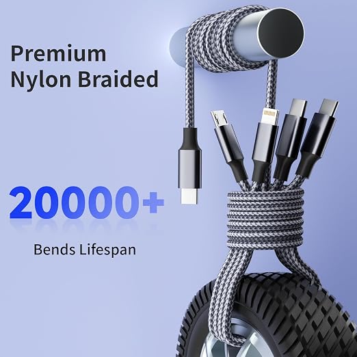 USB C Multi Charging Cable, 4 in 1 Charging Cable Nylon Braided USB-C Multiple - Image 2