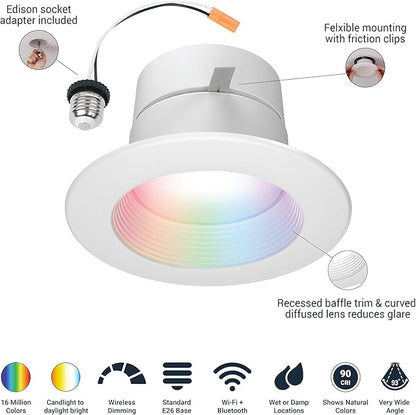 HALO 4 in Smart Wi-Fi Recessed LED Downlight Connected by WiZ Pro - Image 2