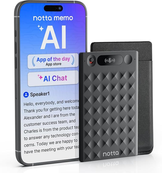 AI Voice Recorder, Notta Memo Digital Voice Recorder w/Case, AI Transcription & by notta