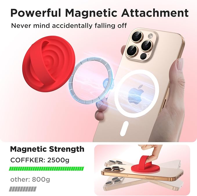 Magnetic Phone Ring Grip Holder, Silicone Finger Loop Grip, Compatible - Image 3