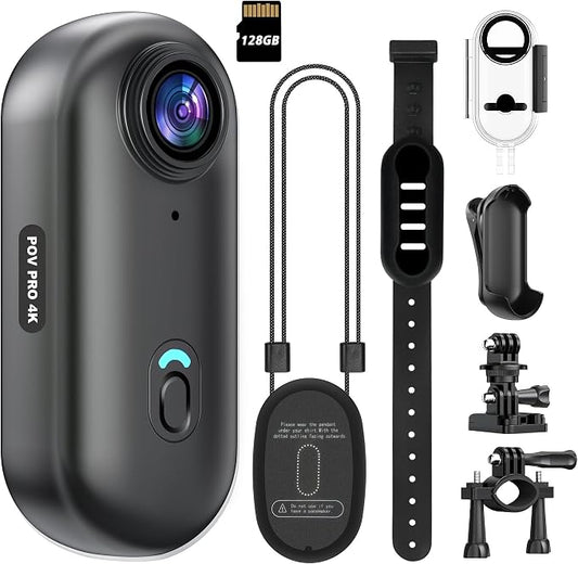 4K Mini WiFi Action Camera 128GB Thumb POV Portable Body Cam Wearable Video by INTEPOLL
