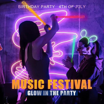 12Pack Orange Glow Sticks Light Up Fiber Optic Stick Glow Wands Bulk - Image 5
