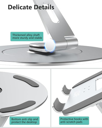 Laptop Stand with Phone Holder, Adjustable Laptop Stand with 360 Rotating Base - Image 7