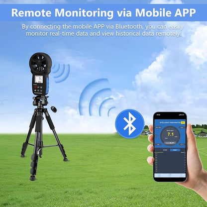 HoldPeak Handheld Anemometer Bluetooth, Digital Wind Speed Gauge Meter - Image 2